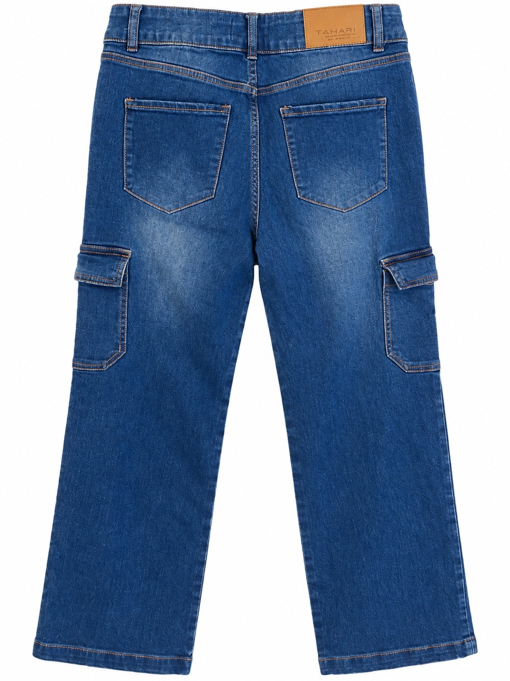 Tahari Premium Denim Cargo Jeans Women’s 12/31 High Rise Wide Leg Blue - Picture 3 of 5